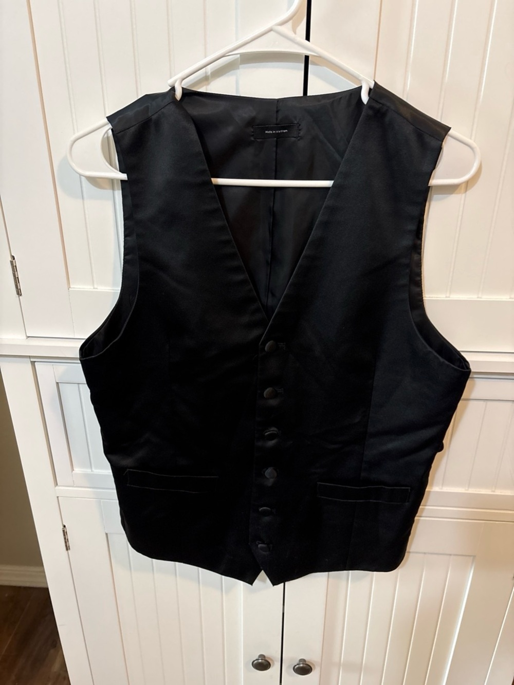 J.Ferrar Black Satin Formal Vest Waistcoat Small Wedding Prom Classic Old Money